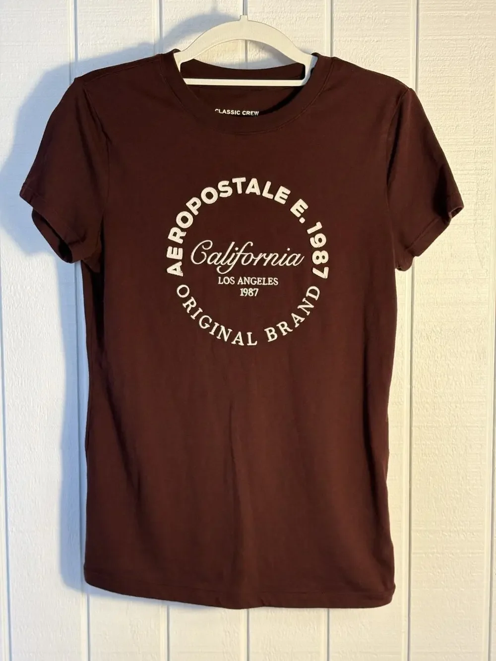Aeropostale Women's M Burgundy California Los Angeles 1987 Graphic Tee